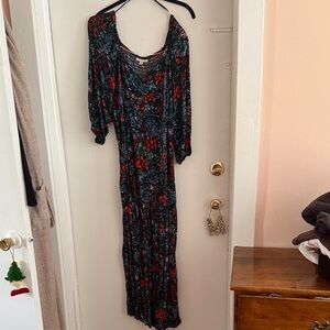 Knox Rose Floral Black and Red Women's Jumpsuit
